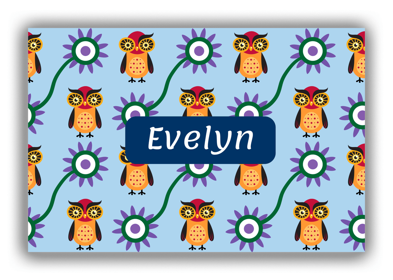 Personalized Owl Canvas Wrap & Photo Print VI - Owl 11 - Blue Background - Front View