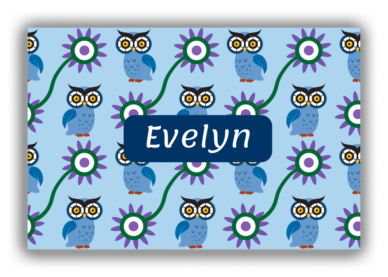 Personalized Owl Canvas Wrap & Photo Print VI - Owl 12 - Blue Background - Front View