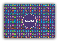 Thumbnail for Personalized Owl Canvas Wrap & Photo Print X - Purple Background - Circle Nameplate - Front View