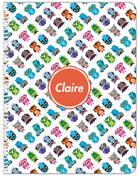 Thumbnail for Personalized Owl Notebook IX - White Background - Circle Nameplate - Front View