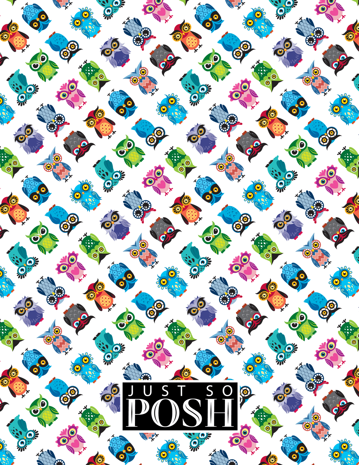 Personalized Owl Notebook IX - White Background - Oval Nameplate - Back View