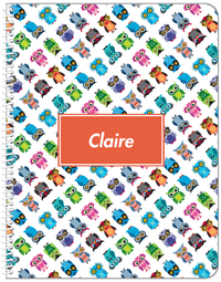 Thumbnail for Personalized Owl Notebook IX - White Background - Rectangle Nameplate - Front View