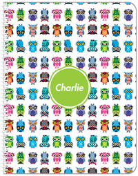 Thumbnail for Personalized Owl Notebook X - White Background - Circle Nameplate - Front View