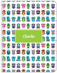 Thumbnail for Personalized Owl Notebook X - White Background - Rectangle Nameplate - Front View