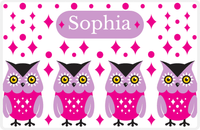 Thumbnail for Personalized Owl Placemat - Diamonds - Owl 08 - White Background with Pink Owl -  View