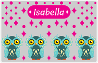 Thumbnail for Personalized Owl Placemat - Diamonds - Owl 01 - Pink Background with Teal Owl -  View