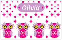 Thumbnail for Personalized Owl Placemat - Diamonds - Owl 01 - White Background with Pink Owl -  View