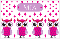 Thumbnail for Personalized Owl Placemat - Diamonds - Owl 06 - White Background with Pink Owl -  View