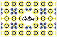 Thumbnail for Personalized Owl Placemat - Sunflowers - Owl 02 - White Background with Blue Owl -  View