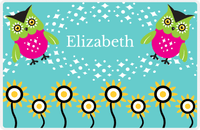 Thumbnail for Personalized Owl Placemat - Sunflowers II - Owl 08 - Teal Background with Pink Owl -  View