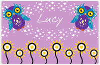 Thumbnail for Personalized Owl Placemat - Sunflowers II - Owl 01 - Pink Background with Purple Owl -  View