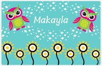 Thumbnail for Personalized Owl Placemat - Sunflowers II - Owl 03 - Teal Background with Pink Owl -  View
