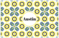 Thumbnail for Personalized Owl Placemat - Sunflowers - Owl 03 - White Background with Blue Owl -  View