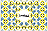 Thumbnail for Personalized Owl Placemat - Sunflowers - Owl 09 - White Background with Blue Owl -  View