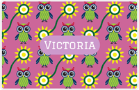 Thumbnail for Personalized Owl Placemat - Sunflowers III - Owl 06 - Pink Background with Light Pink Nameplate -  View