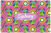Thumbnail for Personalized Owl Placemat - Sunflowers III - Owl 10 - Pink Background with Light Pink Nameplate -  View