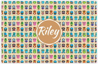 Thumbnail for Personalized Owl Placemat - All Owls III - Circle Nameplate - Champagne and Light Brown -  View