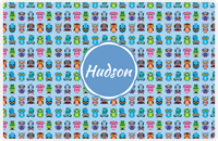 Thumbnail for Personalized Owl Placemat - All Owls III - Circle Nameplate - Light Blue and Glacier -  View