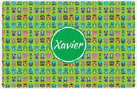 Thumbnail for Personalized Owl Placemat - All Owls III - Circle Nameplate - Lime and Kelly Green -  View