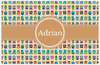 Thumbnail for Personalized Owl Placemat - All Owls III - Circle Ribbon Nameplate - Champagne and Light Brown -  View
