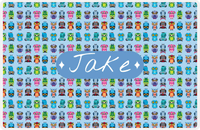 Thumbnail for Personalized Owl Placemat - All Owls III - Diamond Nameplate - Light Blue and Glacier -  View