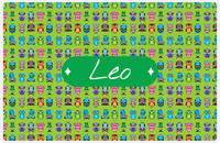 Thumbnail for Personalized Owl Placemat - All Owls III - Diamond Nameplate - Lime and Kelly Green -  View