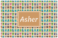 Thumbnail for Personalized Owl Placemat - All Owls III - Rectangle Nameplate - Champagne and Light Brown -  View