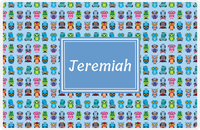 Thumbnail for Personalized Owl Placemat - All Owls III - Rectangle Nameplate - Light Blue and Glacier -  View