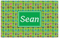 Thumbnail for Personalized Owl Placemat - All Owls III - Rectangle Nameplate - Lime and Kelly Green -  View