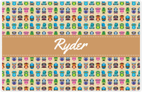 Thumbnail for Personalized Owl Placemat - All Owls III - Ribbon Nameplate - Champagne and Light Brown -  View