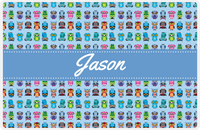 Thumbnail for Personalized Owl Placemat - All Owls III - Ribbon Nameplate - Light Blue and Glacier -  View