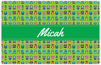 Thumbnail for Personalized Owl Placemat - All Owls III - Ribbon Nameplate - Lime and Kelly Green -  View