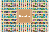 Thumbnail for Personalized Owl Placemat - All Owls III - Square Nameplate - Champagne and Light Brown -  View