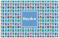 Thumbnail for Personalized Owl Placemat - All Owls III - Square Nameplate - Light Blue and Glacier -  View
