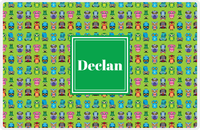 Thumbnail for Personalized Owl Placemat - All Owls III - Square Nameplate - Lime and Kelly Green -  View