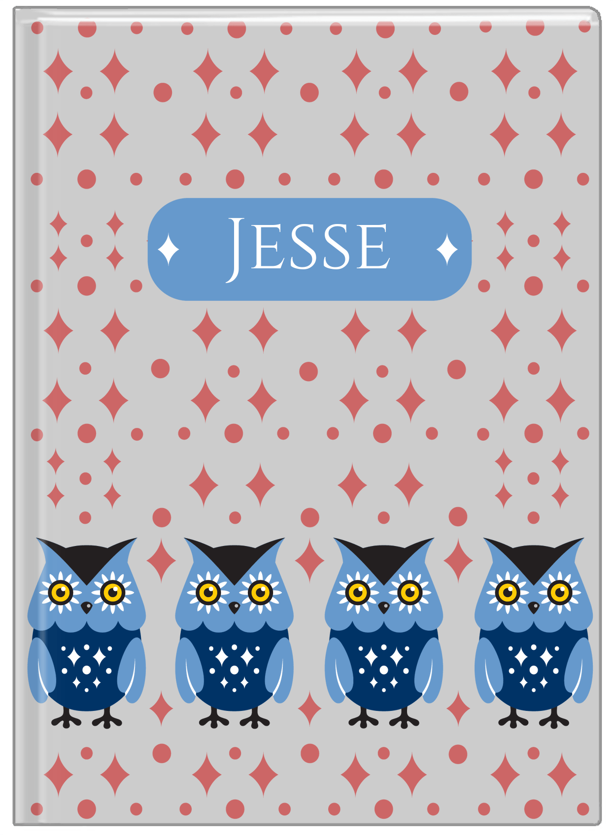 Personalized Owls Journal II - Grey Background - Owl I - Front View