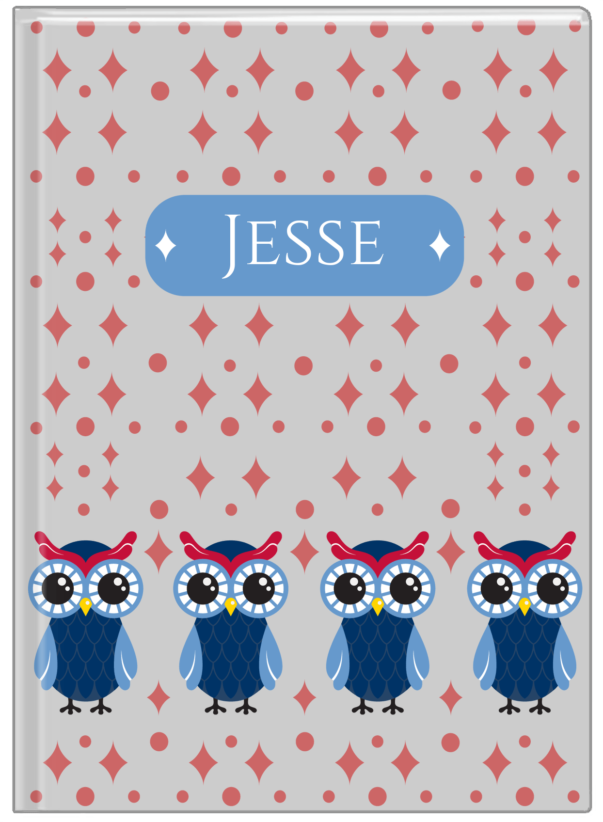 Personalized Owls Journal II - Grey Background - Owl IV - Front View