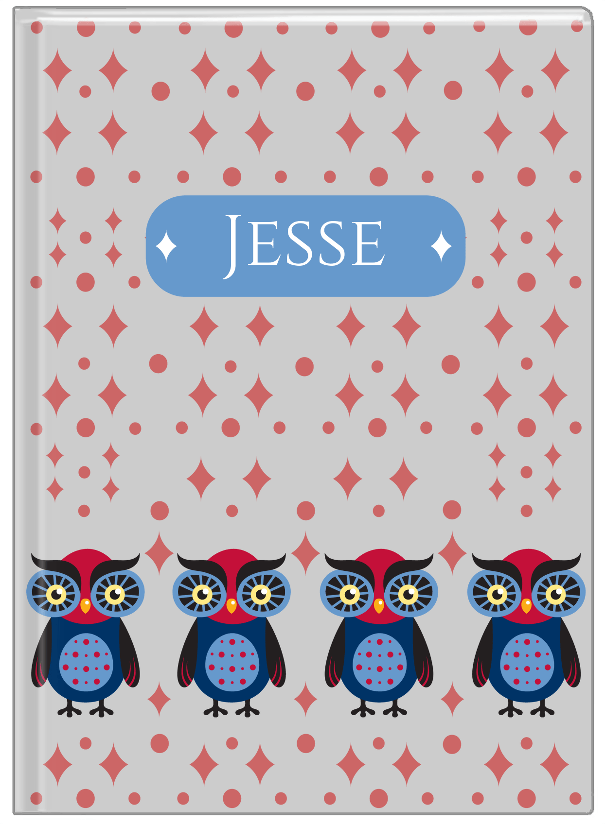 Personalized Owls Journal II - Grey Background - Owl V - Front View