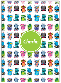 Thumbnail for Personalized Owls Journal X - White Background - Circle Nameplate - Front View