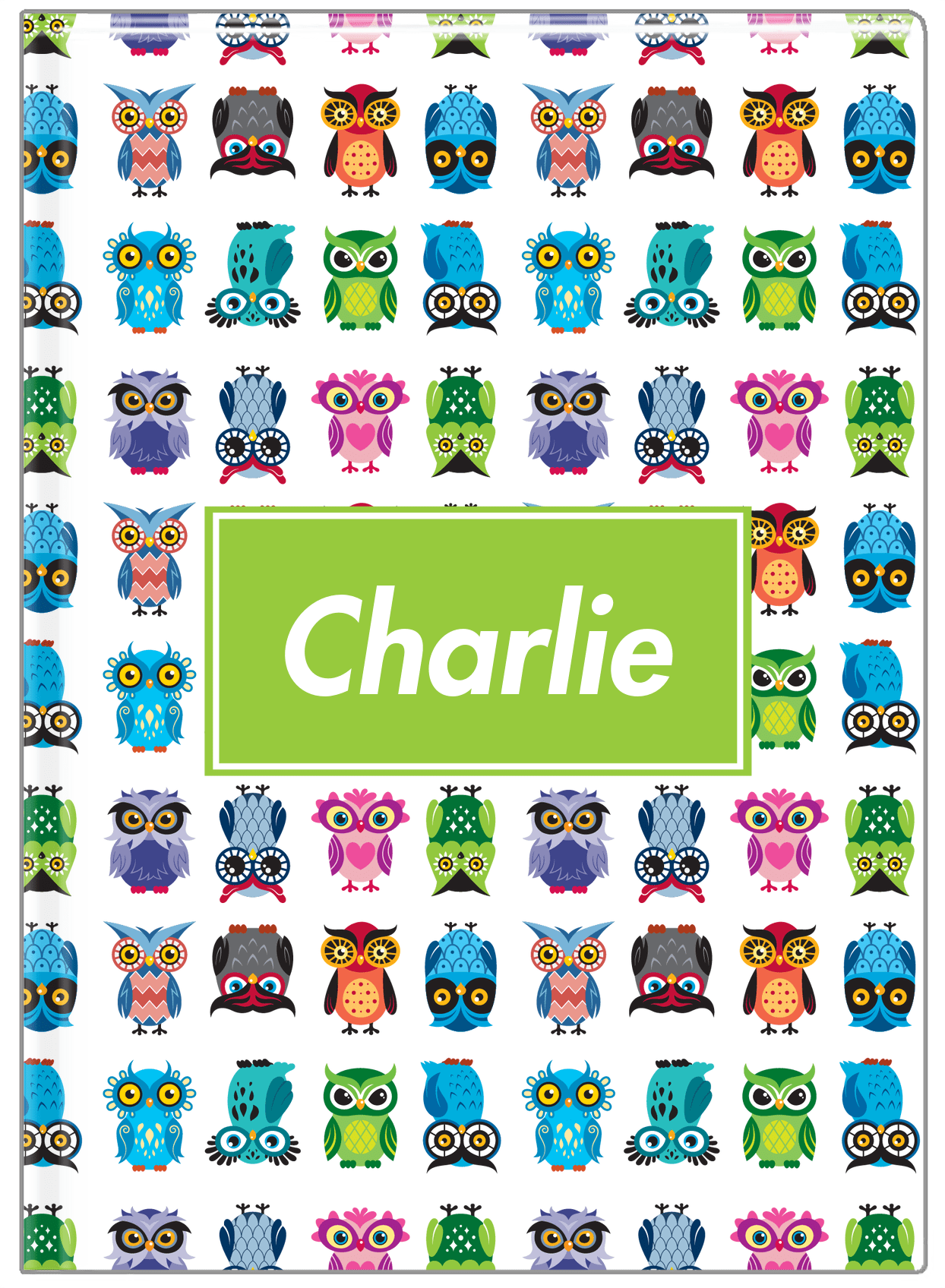 Personalized Owls Journal X - White Background - Rectangle Nameplate - Front View