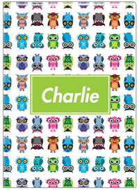 Thumbnail for Personalized Owls Journal X - White Background - Rectangle Nameplate - Front View