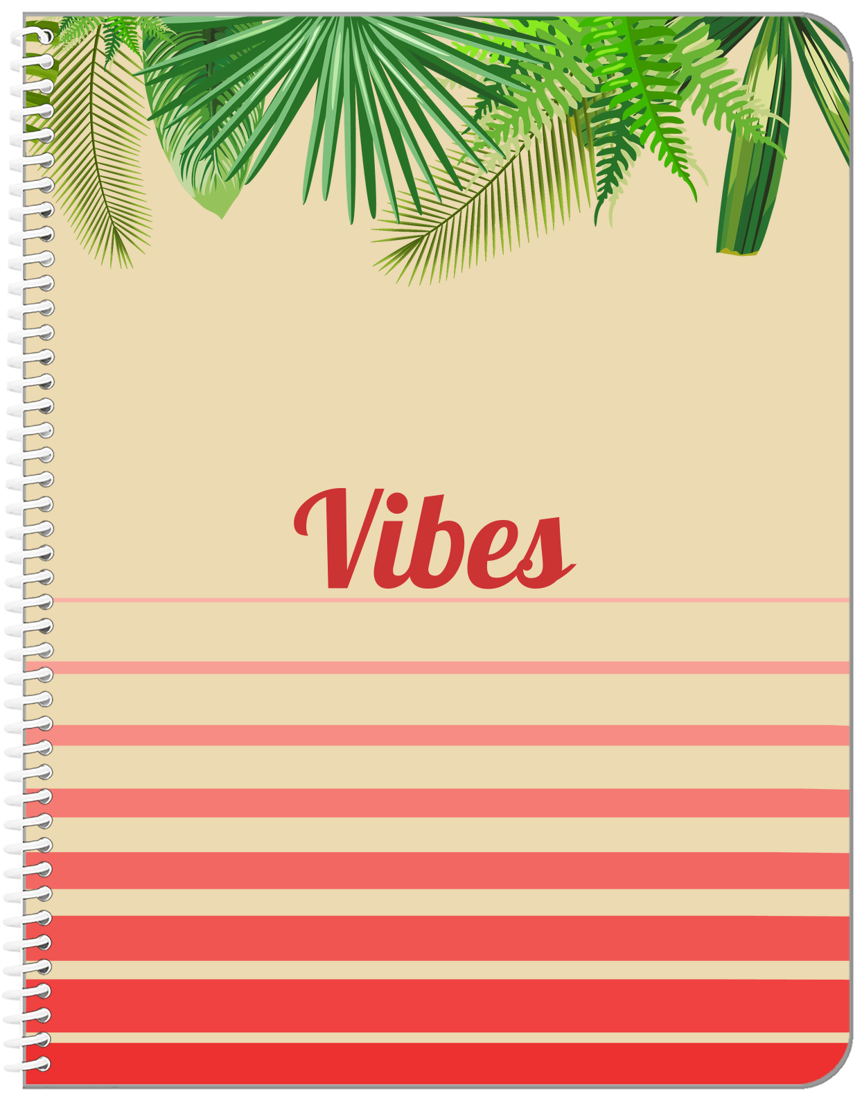 Personalized Palm Fronds Notebook - Ombre Gradient - Front View