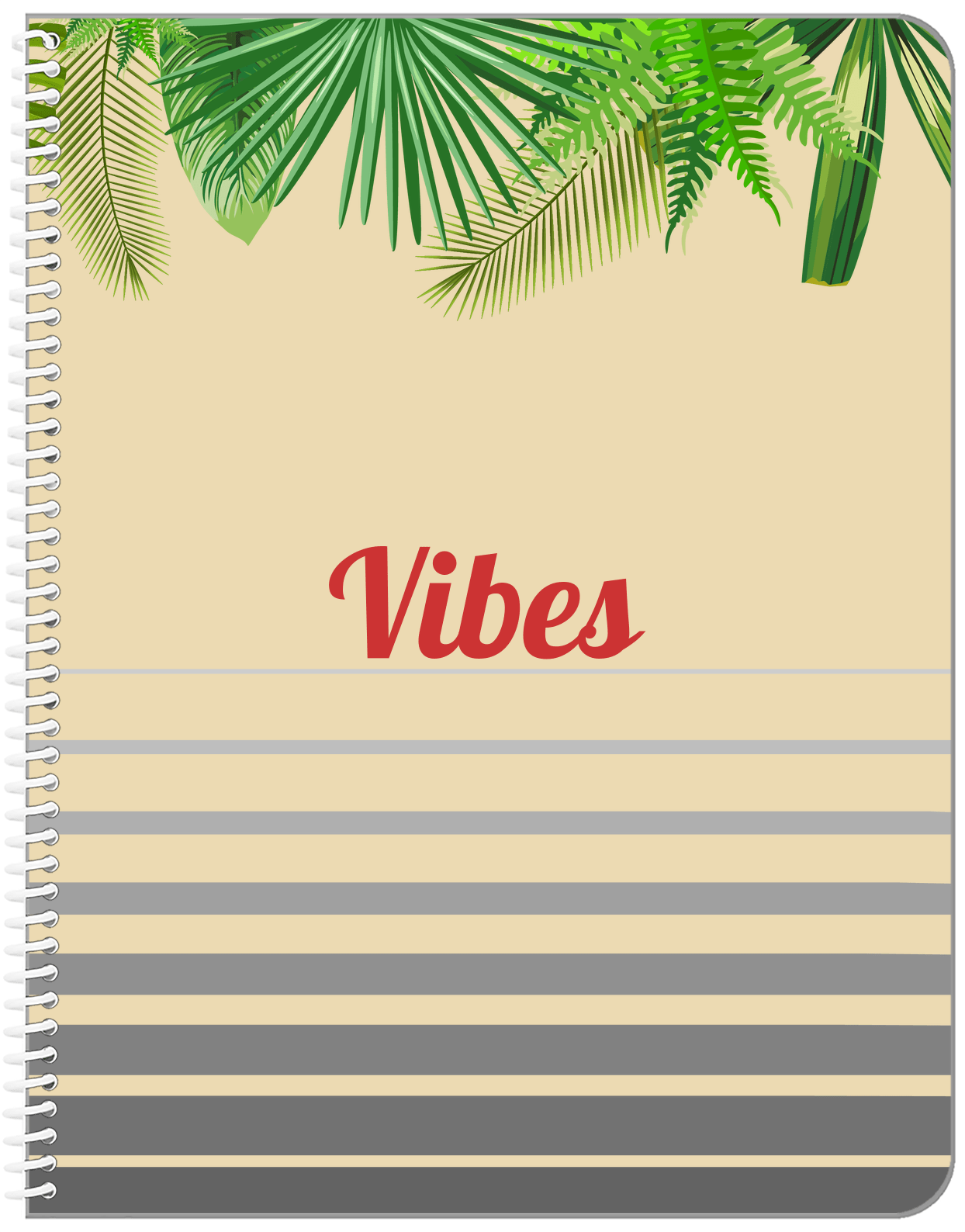 Personalized Palm Fronds Notebook - Ombre Gradient - Front View