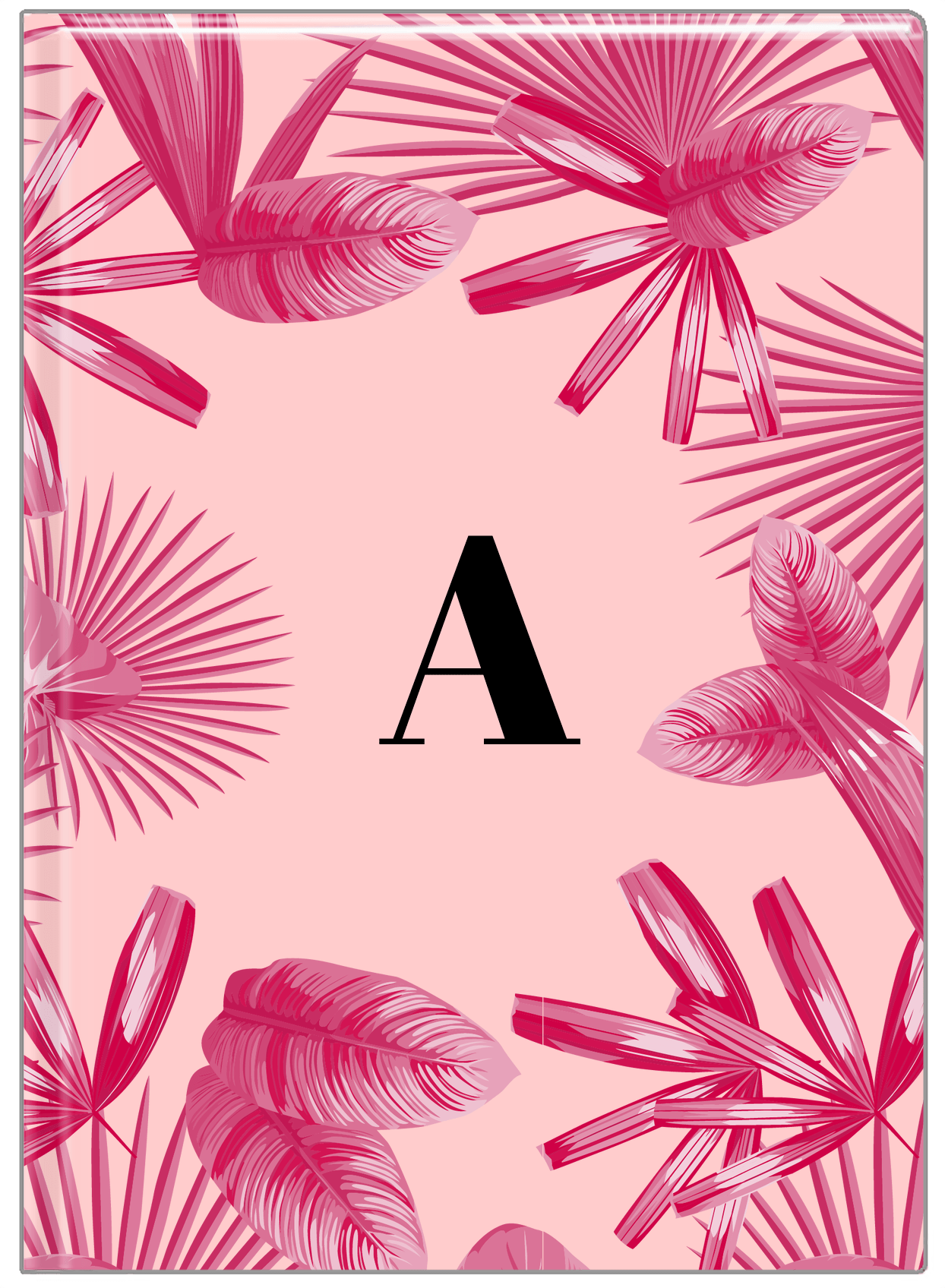 Personalized Palm Fronds Journal - Pink Background - Front View