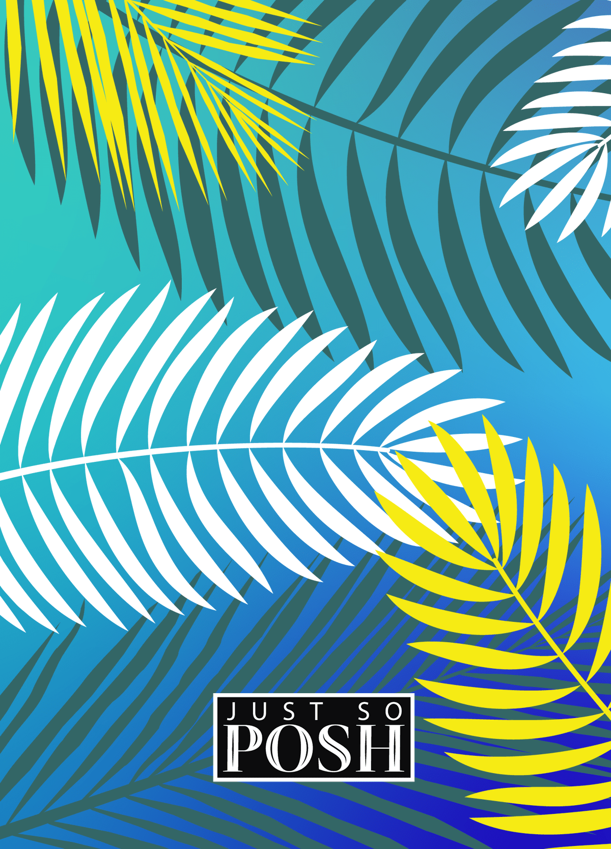 Personalized Palm Fronds Journal - Blue Background - Back View