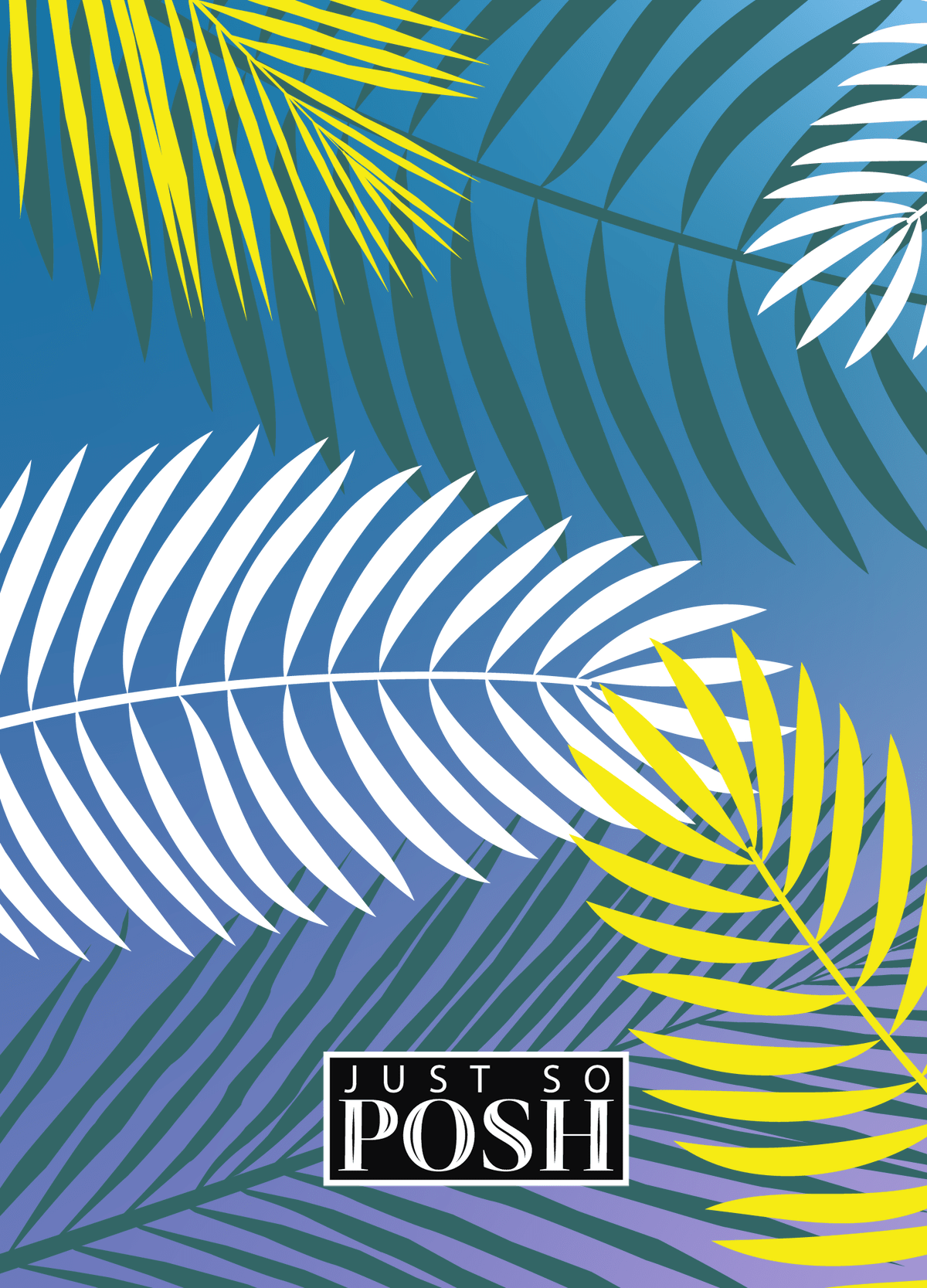 Personalized Palm Fronds Journal - Blue Background - Back View