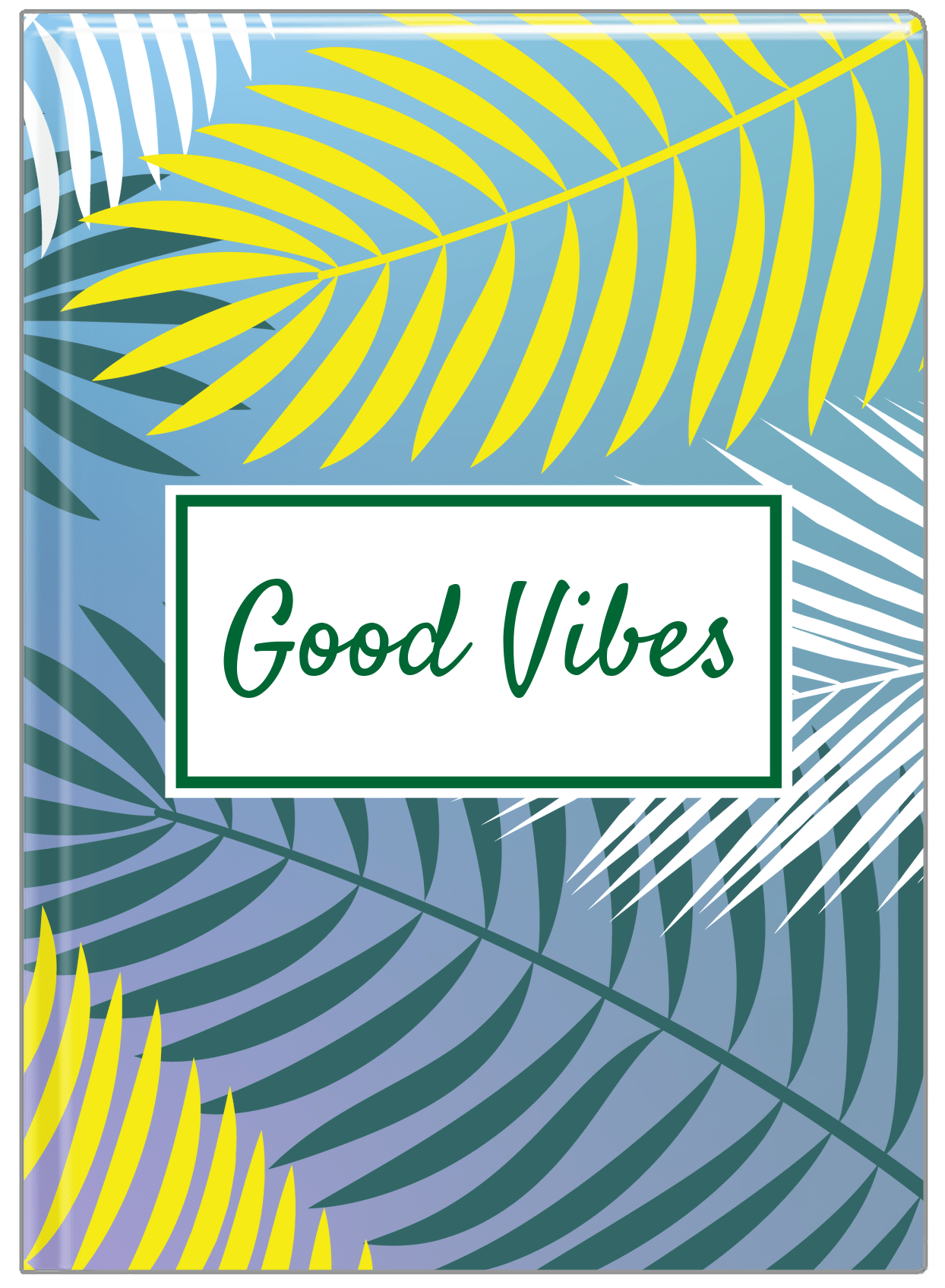 Personalized Palm Fronds Journal - Blue Background - Front View