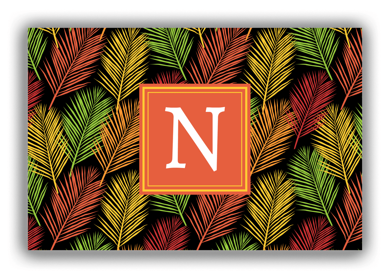 Personalized Palm Fronds Canvas Wrap & Photo Print - Black Background - Front View