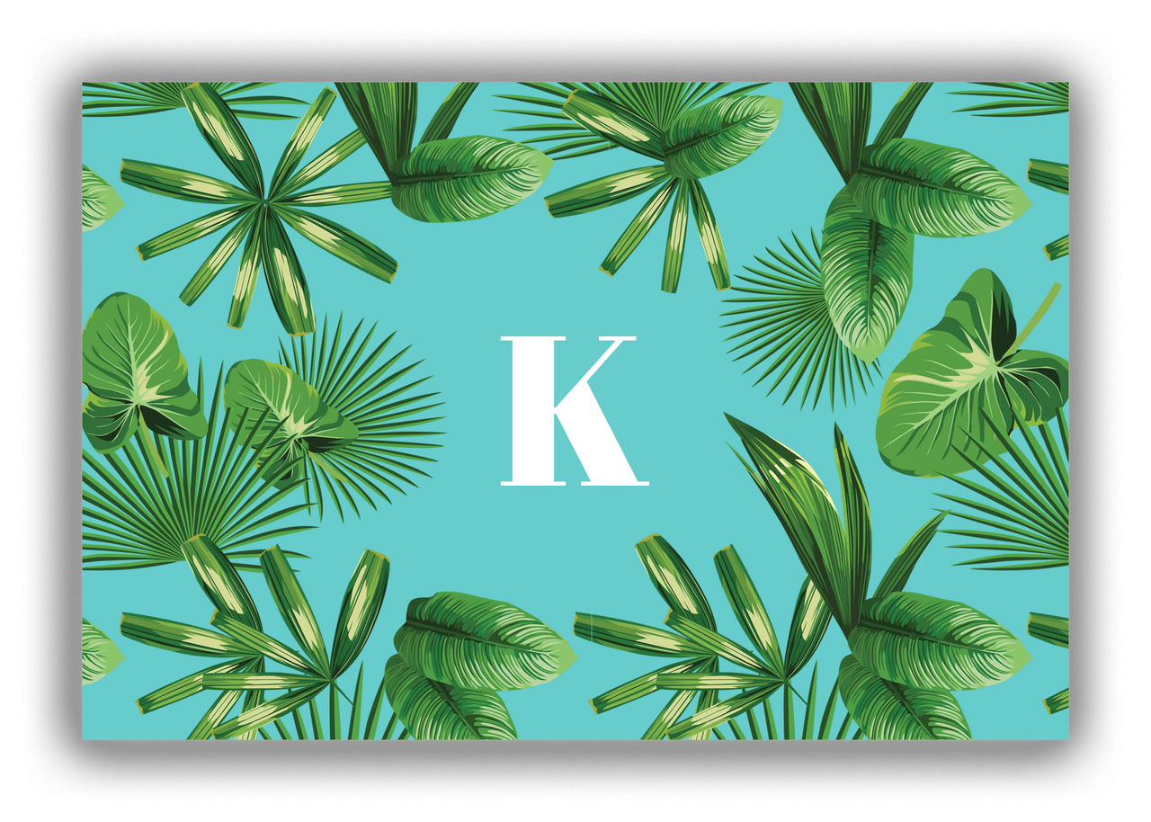 Personalized Palm Fronds Canvas Wrap & Photo Print - Teal Background - Front View
