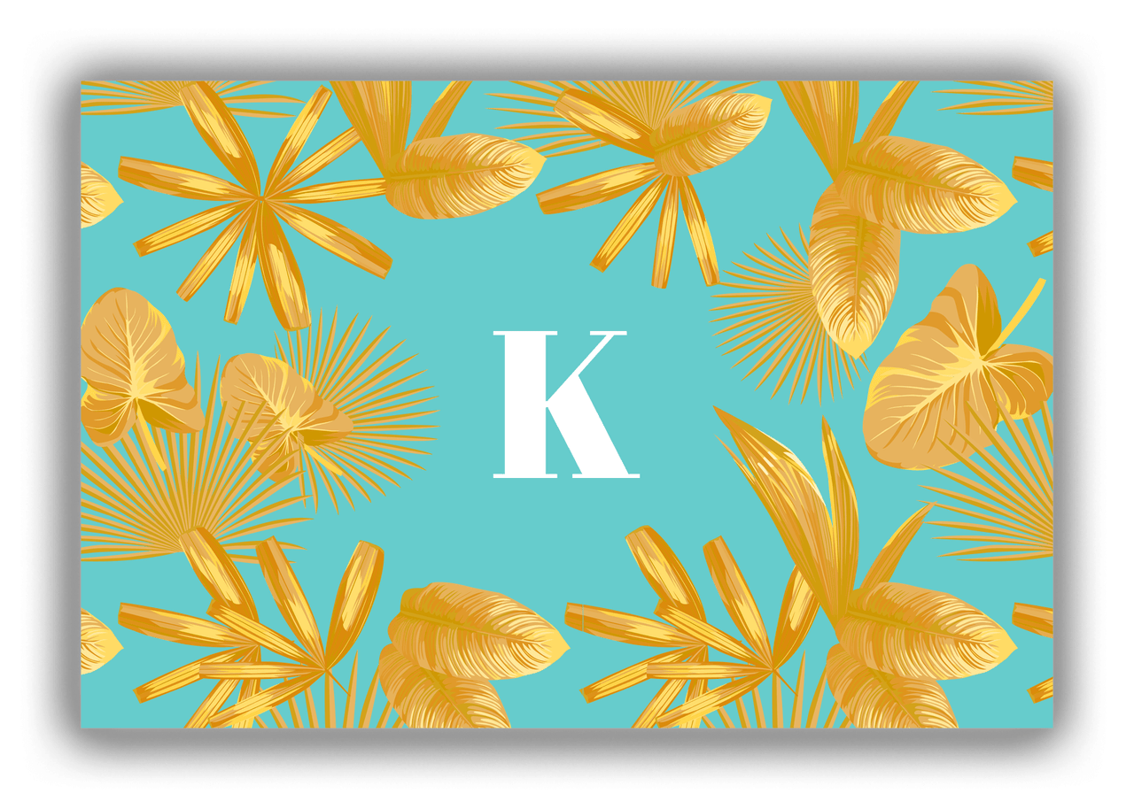 Personalized Palm Fronds Canvas Wrap & Photo Print - Teal Background - Front View